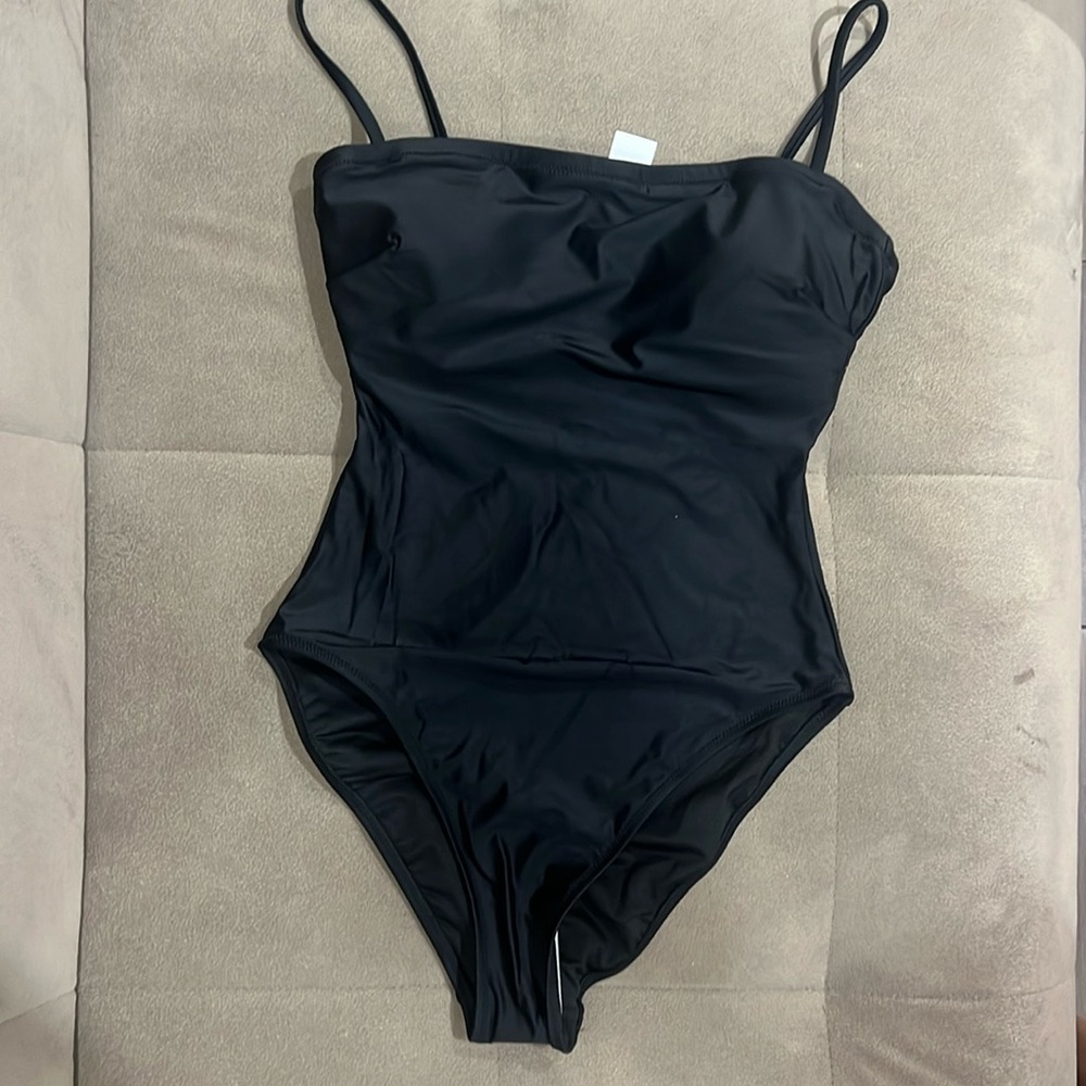 JCrew Squareneck one-piece black swimsuit